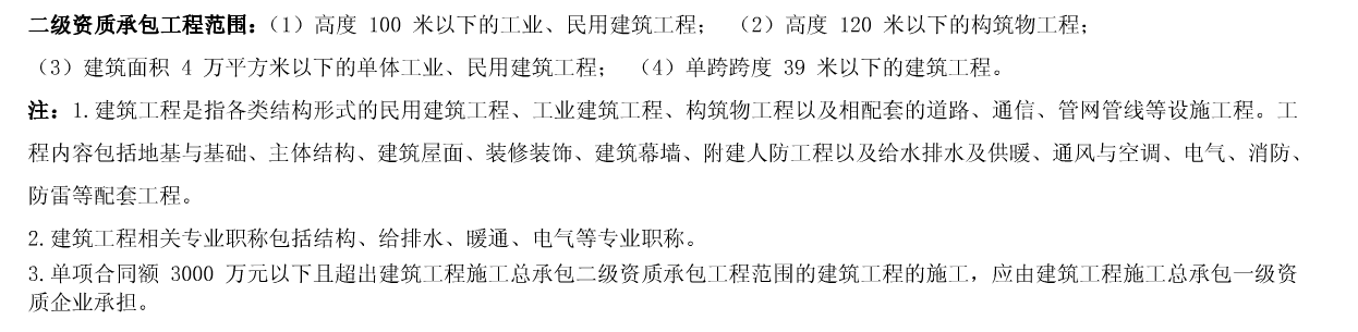 建筑總承包二級資質承包工程范圍